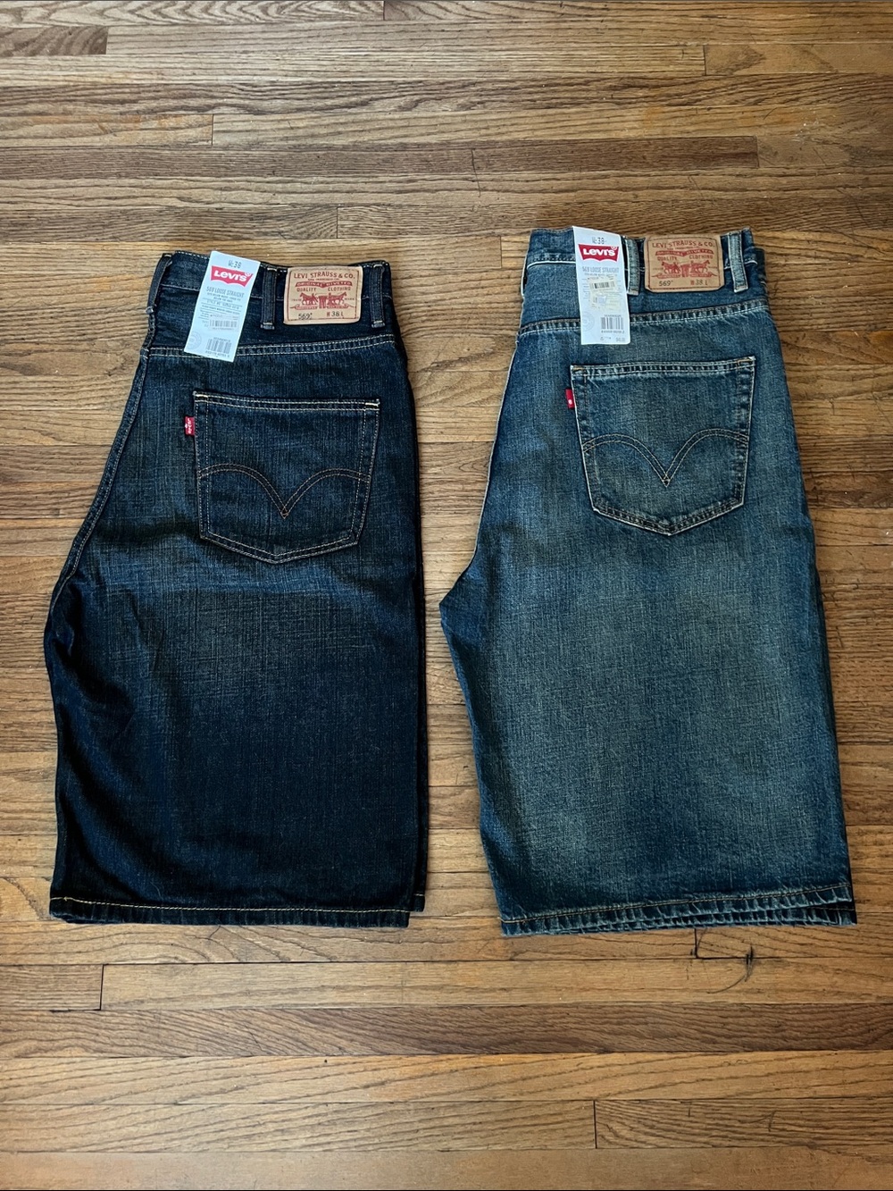 Men’s Levi’s 569 Loose Fit Denim Shorts - Medium Blue & Dark Indigo